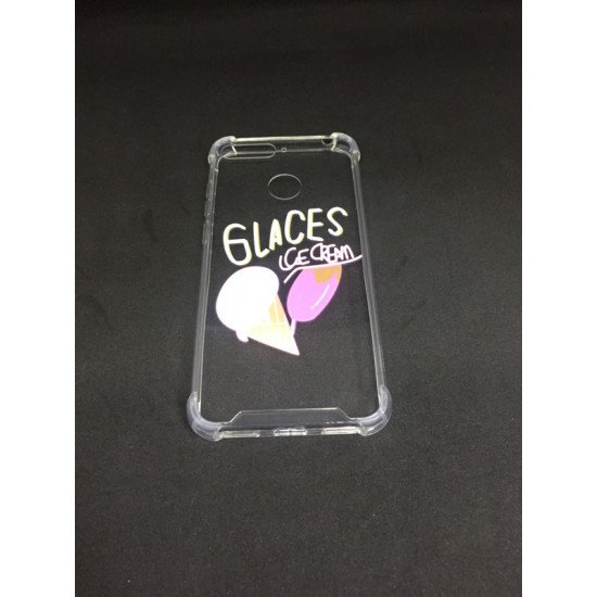 Capa Silicone Anti-Choque Com Desenho Huawei Y6 2018 Transparente